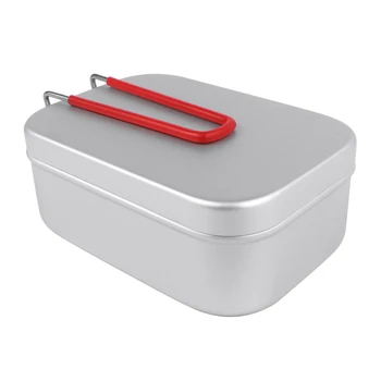 Aliuminio Priešpiečių Dėžutė Su Raudona Sulankstomos Rankenos Nešiojamų Bento Box Mini Maisto Konteinerių Mokyklos Buveinė Kempingas