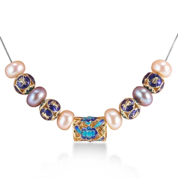 Europos Stiliaus natūralių perlų vėrinį moterų AAAA aukštos kokybės perlų juvelyrika Naujas Mėlyna accessaries su 45cm sidabro grandinės