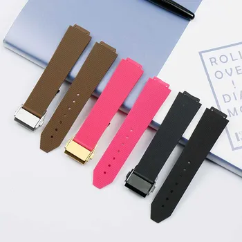 Natūrali guma vyriškų laikrodžių juosta atsitiktinis serijos HUBLOT atsparus vandeniui silikonas multi-color 15mmx21mm moterų laikrodžių priedai