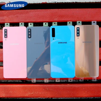 Samsung Originalus Atgal Baterijos Durų Stiklo danga Samsung Galaxy A7 2018 Redakcija SM-A730x A730x SM-A750 Galinis Korpuso galinis Dangtelis