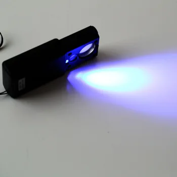 1pcs 30X 60X LED Mini Pocket Padidinimo Lupa Vertus didinamasis stiklas Nešiojamų Juvelyras, Mikroskopu Valiuta UV Detektorius Len Karšto Pardavimo