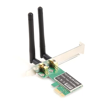 2.4 GHz 300Mbps PCI-E WiFi Kortelės Dongle IEEE 802.11 n/g/b Desktop PC 2 Antenos 13 kanalų Express Bevielio Tinklo Adapteris