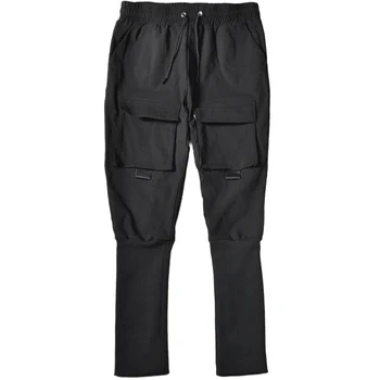 201 Rudens Stiliaus Juodos spalvos vyriški Krovinių Kelnės Medvilnė Pusėje Atspausdintas Vyrų Sweatpants Poilsiu Kelnės Hip-Hop Streetwear Kelnes LBZ153