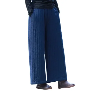 2018 naujas žiemos medvilnės skalbiniai pantalon femme moterų retro prarasti atsitiktinis kelnės medvilnė pantalones tirštėti plačios kelnės