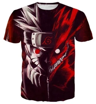 2019 Aukštos Kokybės Cool T-shirt Vyrai Moterys Karšto 3d Spausdinimo Uzumaki Naruto Kyuubi Super Marškinėliai Trumpas Vasaros Viršūnes Tee