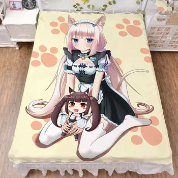 2019-rugpjūčio atnaujinti Anime NEKOPARA chocolat vanilės, Kokoso seksuali mergina antklodė vasaros antklodė ir lovų pieno pluošto lakštai 150x200cm