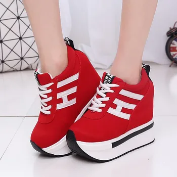 2020 Karšto Ponios Batai su Kulnais Raudona Moteris Batai Platformos, Aukštakulniai Moteriški Bateliai Moteris Lace-UP Sneakers Zapatillas Mujer W303