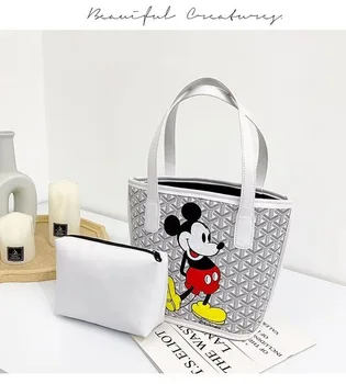 2vnt Disney mickey mouse pečių maišą + cosmeitc maišelį lady pu minniehandbag didelis nešti maišą monetų krepšys