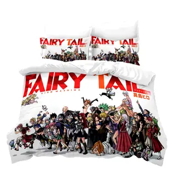 3D Atspausdintas Patalynės Komplektas Fairy Tail Anime Antklode Padengti Užvalkalas Nustatyti, Lova, Patalynė, Namų Tekstilės Vaikams Šalikas Patalynės Komplektai Karalienė