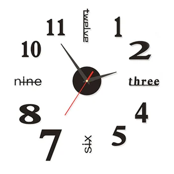 3D Sienų Lipduko Laikrodis 20-50cm Aukščio Veidrodžio Paviršiaus Frameless Sieninis Laikrodis su Tylus Judėjimas šiuolaikiškas 