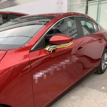 4pcs lauko Duris galinio vaizdo Veidrodžio Juostelės Padengti Trim Tinka Mazda 3 Mazda3 2019 2020 Priedai ABS Šildomi Chrome Stiliaus