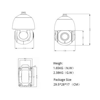 5,0 MP POE 30X Dome PTZ IP Kamera Lauko HI3516E+SONY335 5.35-96.3 mm Optinis Priartinimas IR 60M CCTV Saugumo Vandeniui G. Meistras