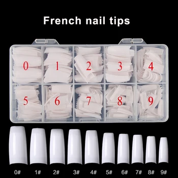 500PCS Akrilo Baltos Dirbtinės False Nails Art Dizaino Profesinės Nagai Patarimai, kaip Su PP Box 