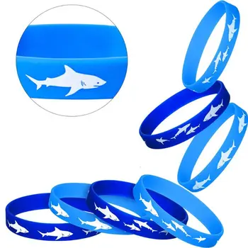 50Pcs Blue Shark Partija Pasisako Guma Rankogaliai Banglenčių Vandeniui Apyrankės Komplektas