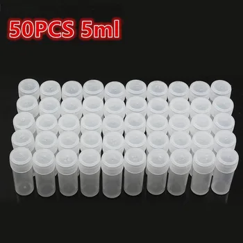 50Pcs/Set 5ML Skaidrus Garsas Plastiko Mėginio Buteliukas Talpykla Milteliai Medicina Tabletes Chemijos Konteinerių Reagento Buteliukus