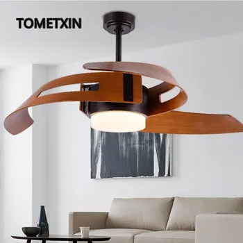 52 colių ventiliatorius su šviesos nuotolinio valdymo gerbėjai su šviesos namų mediniai lempos Kūrybinis Dizainas Derliaus Pramonės Miegamasis