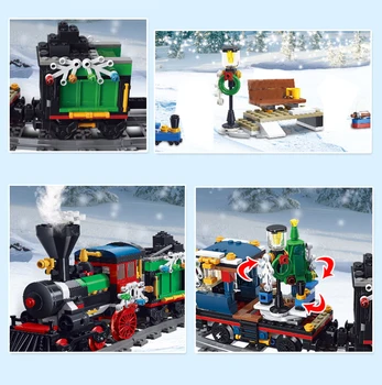 826PCS Kalėdų Kaimas Miesto Traukinio medžio minifigures Blokai legoINGlys kalėdų traukinys nustatyti Plytų Žaislai, Dovanos