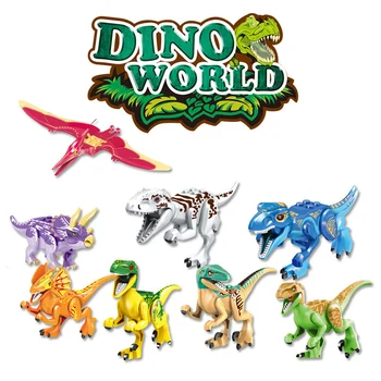 8Pcs/daug Dinozaurų Pasaulyje, Statyba Blokai, Juros Tyrannosaurus Triceratopsas Spinosaurus Modelio Duomenys Plytos, Žaislai Berniukams, Dovanos