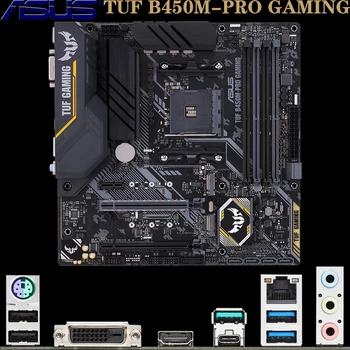 ASUS TUF B450M-PRO ŽAIDIMŲ AMD Ryzen 3/5/7/9 1-3. DVI HDMI M. 2*2 USB3.1/3.2 128GB Lizdas AM4 B450 Micro-ATX PC Plokštė