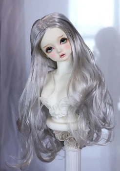 BJD doll perukas tinka 1/3 1/4 1/6 MSD DD imitacija moheros pilka sidabro trapumą ilgi plaukai lėlės priedai