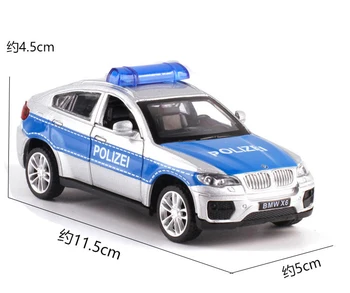CAIPO 1:43 Policija Audi Q7 BMWX6 Lydinio pull-back transporto priemonės modelio Diecast Metal Modelio Automobilių Dėl Berniukas Žaislų Kolekcija Vaikų Dovanų