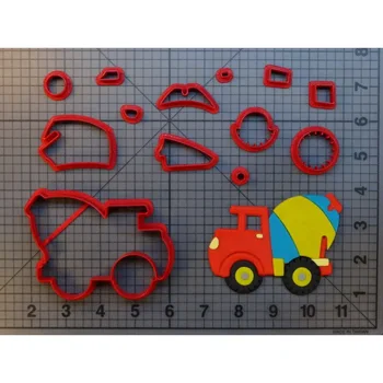 Cemento Maišyklė savivartis Sunkvežimis Kasimo Siluetas Minkštas Dekoruoti Keksiukų Viršų Cookie Cutter Užsakymą 3D Atspausdintas Maisto Klasės