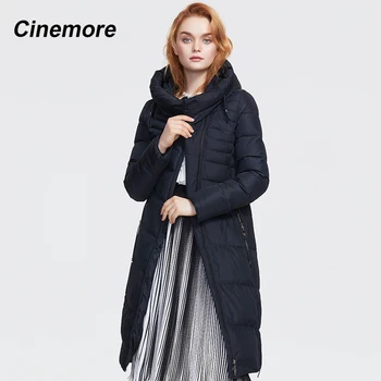 Cinemore 2020 naują stilių, pailgėjo kamšalu striukė, madingi plius dydis gobtuvu striukė plonas, šiltas ir storas žiemos kamšalu striukė