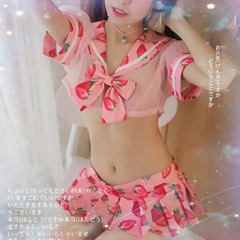 Cosplay, Anime, Studentų Sailor Moon apatinis Trikotažas Moksleivė Kostiumas Vienodas Rožinės spalvos Erotinių Babydoll neklaužada Mini Sijonas Lolita Q183