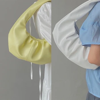 Elegantiška Moteriška vientisos spalvos Debesis maišelį 2020 Naujos Kokybės Minkštos PU Odos Moterų Dizaineris Rankinės, Plisuotos Pečių Krepšiai, Pažastų krepšys