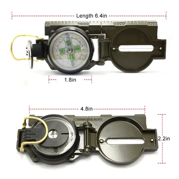 Eyeskey Nešiojamų Armijos Žalioji Lankstymo Objektyvas Kompasas Metalo Kariuomenės Žygiavimas Lensatic Kempingas Kompasas Naujas