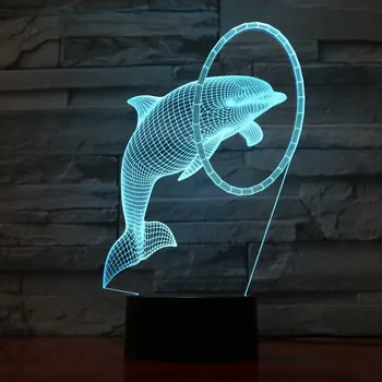 GX1194 Mielas Delfinų 3D Naktį Šviesos Jutiklinį Jungiklį 7 Spalva Keičiasi LED Stalo Lempa USB Nakties Žiburiai, Namų Dekoro Vaikai Pomėgius