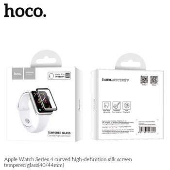 HOCO 3D Lenktas Grūdintas Stiklas Screen Protector for Apple Žiūrėti Serijos 4 iWatch 40mm 44mm Pilna Padengti Apsaugine Ekrano Plėvele Grupė