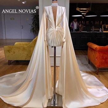 Ilgomis Rankovėmis, Trumpos Smėlio Moteris vakarinę Suknelę 2020 Varčios Promenadzie Suknelė Vestido De Fiesta De Gala