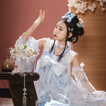 Kinų stiliaus saldus lolita suknelė vintage siuvinėjimo aukšto juosmens princesės viktorijos suknelė kawaii girl gothic lolita jsk loli cos