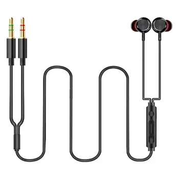 Kompiuterio ausinių su mikrofonu 3m in-ear žaidimų žaidimų, skirta stebėti live darbalaukio pratęsimo rankų nešiojamas dual plug laidinis