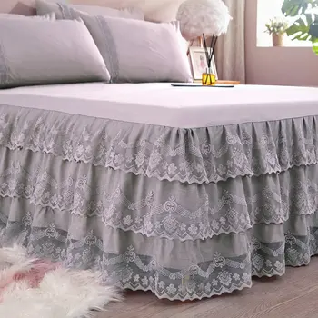 Korėjos stiliaus nėrinių lova sijonas medvilnės lova padengti paprasta stiliaus Šalikas Patalynės vientisos spalvos čiužinio apsauginis dangtelis