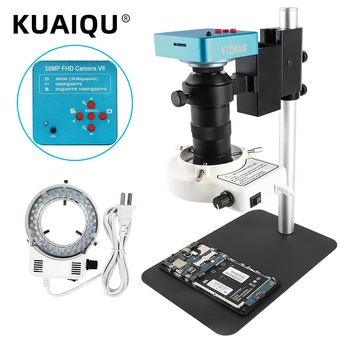 KUAIQU 130X Mažos Bazės Workbench Skaitmeninis Monokuliariniai Mikroskopas Su VGA, HDMI vaizdo Kameros Objektyvas LED Šviesos Remontas Litavimo Telefono
