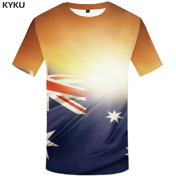 KYKU Prekės Harajuku T-shirt Vyrai Australijos Vėliava Marškinėlius Spausdinti Spalvinga Marškinėliai Spausdinti Australija Tshirts Atsitiktinis Abstrakčiai Anime Krešulys