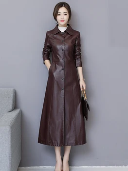 Lautaro Extra ilga odos tranšėjos paltai moterims Raudona juoda plius dydžio drabužių moterims, 4xl 5xl 6xl 7xl Moterų rudenį mados 2020 m.