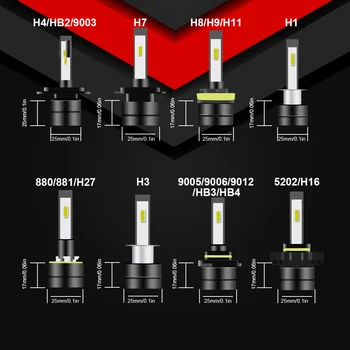 LEADTOPS 2VNT H3 LED Mini 9005 Automobilių priekiniai Žibintai H1 9006 H4, H7, H11 Automobilių Žibintų Auto Vandeniui 12v 60w 880 881 9012 H27 BŪTI