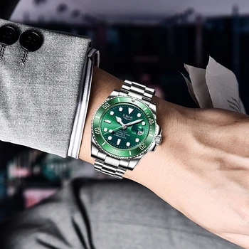 LIGE Prabangos Prekės ženklo Vyrai Sporto Laikrodžiai Žalia Vandeniui Nerūdijančio Plieno Riešo Žiūrėti Žmogus Laikrodis Mados Laikrodis Relogio Masculino