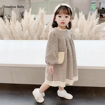 Mergina Kūdikis Apykaklės Vilnonis Suknelė Patenka 2020 Naujas Stilius, Vaikų Užsienio Stiliaus Sijonas Vaikų Drabužiai