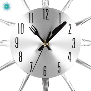 Metalo Modernaus Dizaino Sieninis Laikrodis Peilį, Šakutę, Šaukštą Virtuvės Laikrodžiai Kūrybos Namų Dekoro Unikalų Stilių Sienos Watch Laikrodis ant Sienos
