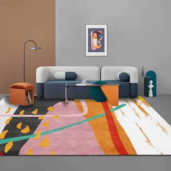 Modernus Nordic abstrakčių geometrinių gėlių spalvos siūlėmis kambarį kilimas Miegamojo lovos durų kilimėlis pritaikyti pliušinis spausdinti kilimas