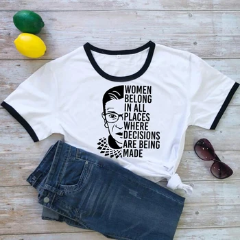 Moterų Beling Visose Vietose, Kur Sprendimai priimami Marškinėlius Moteris Ruth Bader Ginsburg RBG Moterų Teisių Viršuje Feminizmo Drabužiai