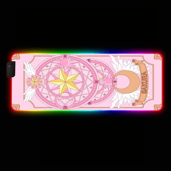 MRG Cardcaptor Sakura Anime Žaidimų RGB LED Kilimėlis Žaidėjus Mielas Kawaii Didelis Lockedge Nešiojamas Nešiojamojo kompiuterio Stalas Kilimėlis 40x90/30x80CM