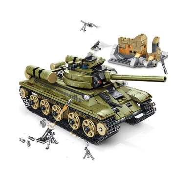 Naujas 683pcs WW2 Bakas Serijos Sovietų T-34 Tankas, Statyba Blokai Modelis WW2 Karinės Duomenys Plytų Žaislai Vaikams