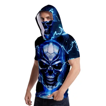 Naujas Mados 3D Dvasios Gaisro Kaukolė Spausdinti Hip-Hop Puloveriai Mens 3D Bliuzono Marškinėliai su 3D Besiūlių Šalikas Pėsčiųjų Fullface Shield Kaukė
