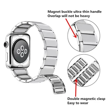Naujausias 40/44mm Riešo Dirželis, Apple Watch Series 5 4 Nerūdijančio Plieno Magnetinis Užsegimas Oda Žiūrėti Juostoje 