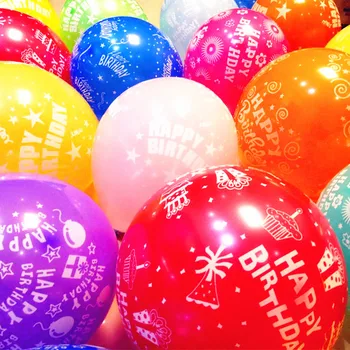 Nemokamas pristatymas 100vnt/daug 12inch Gimtadienio Apdailos Kolbų Latekso Turas helio Balionas su gimtadieniu spausdinti kamuolius globos